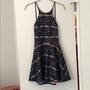 Navy lace skater skirt dress